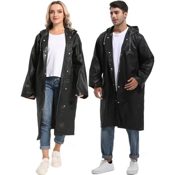 Borogo 2PCS Rain Ponchos for Adults Reusable Raincoats Emergency Survival With H - Picture 1 of 8